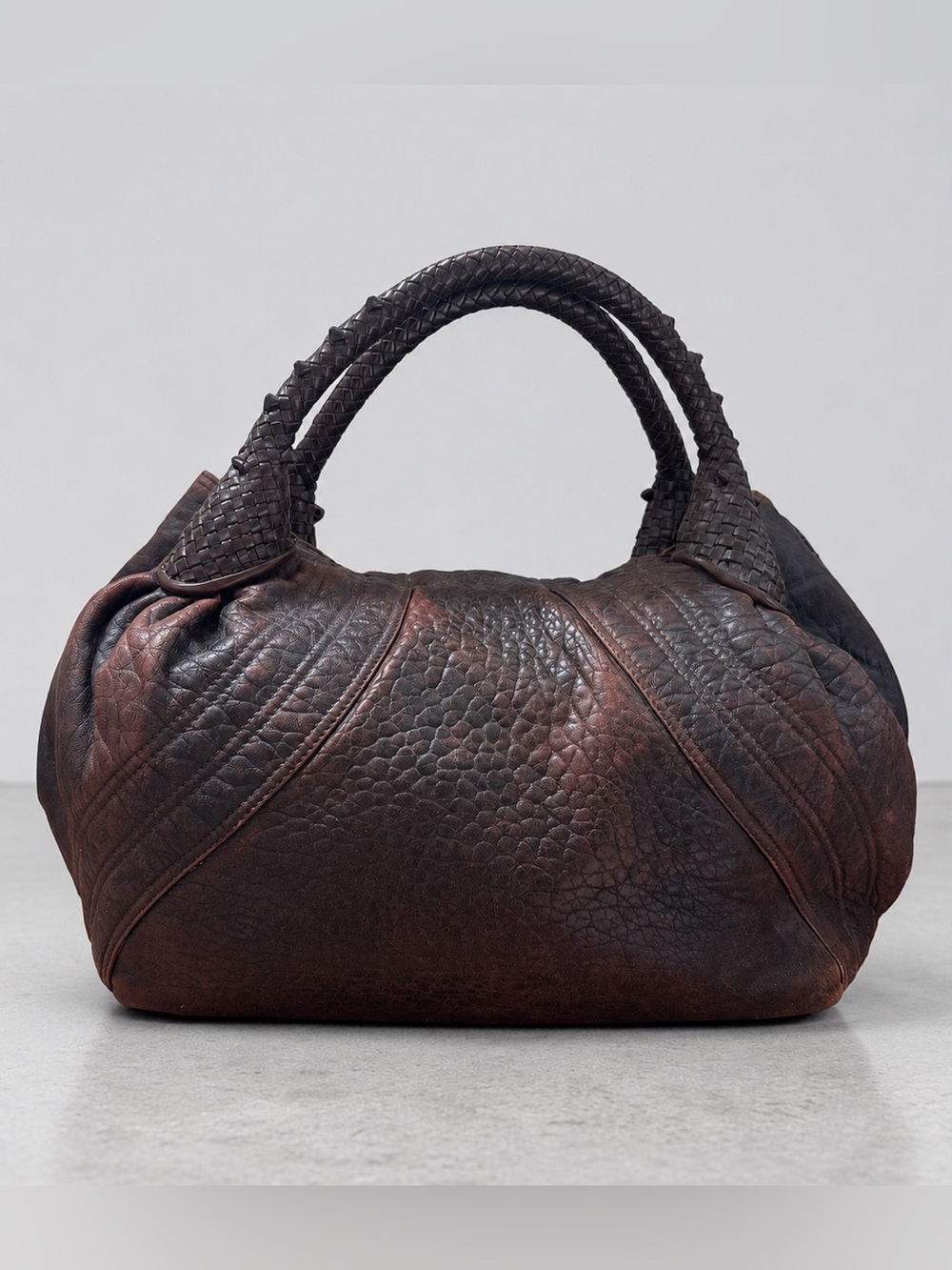 Fendi Spy Bag Braided Handle Brown Leather Shoulder Bag - Picture 5 of 11